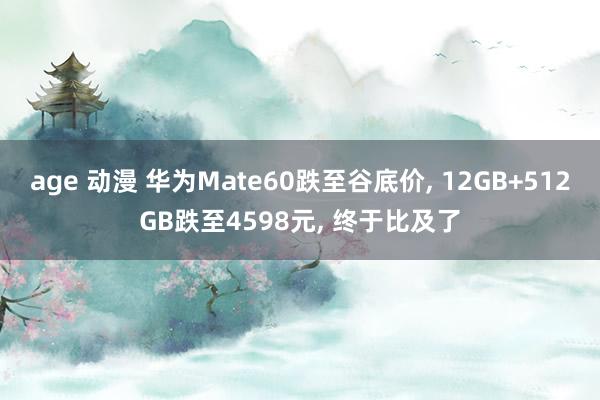 age 动漫 华为Mate60跌至谷底价， 12GB+512GB跌至4598元， 终于比及了