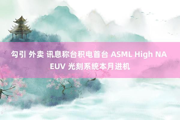 勾引 外卖 讯息称台积电首台 ASML High NA EUV 光刻系统本月进机