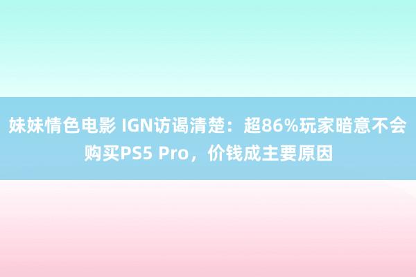 妹妹情色电影 IGN访谒清楚：超86%玩家暗意不会购买PS5 Pro，价钱成主要原因