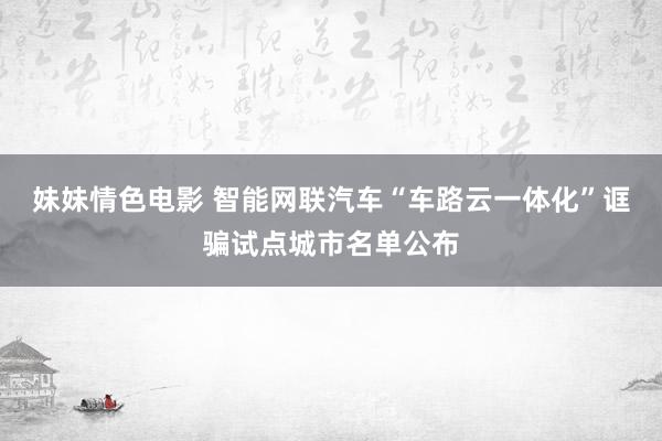 妹妹情色电影 智能网联汽车“车路云一体化”诓骗试点城市名单公布