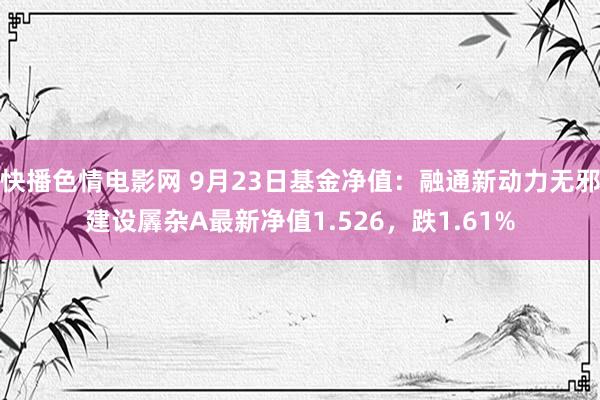 快播色情电影网 9月23日基金净值：融通新动力无邪建设羼杂A最新净值1.526，跌1.61%