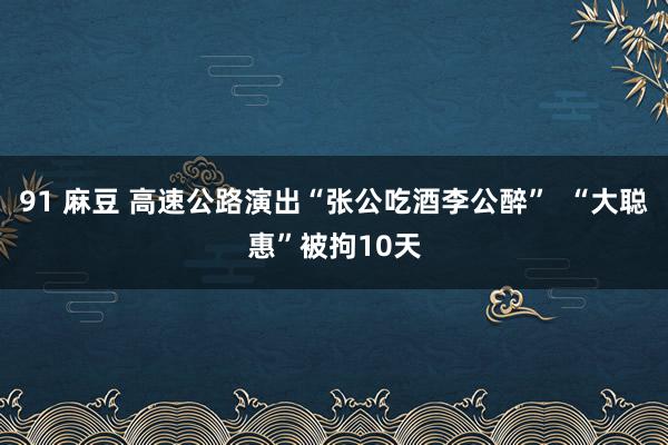 91 麻豆 高速公路演出“张公吃酒李公醉”  “大聪惠”被拘10天