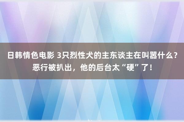 日韩情色电影 3只烈性犬的主东谈主在叫嚣什么？恶行被扒出，他的后台太“硬”了！