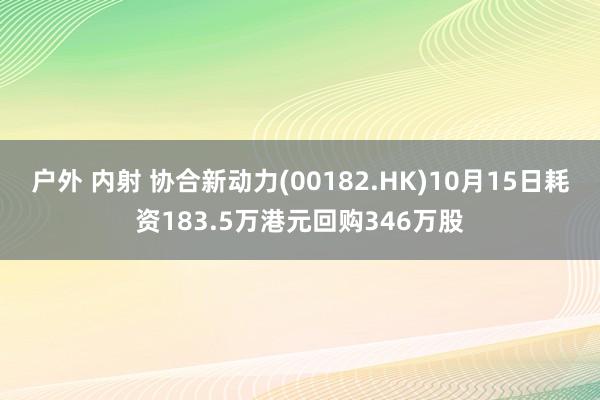 户外 内射 协合新动力(00182.HK)10月15日耗资183.5万港元回购346万股