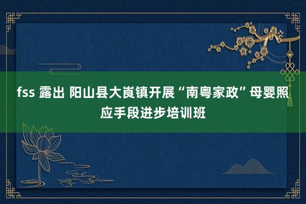 fss 露出 阳山县大崀镇开展“南粤家政”母婴照应手段进步培训班