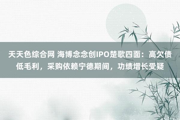 天天色综合网 海博念念创IPO楚歌四面：高欠债低毛利，采购依赖宁德期间，功绩增长受疑