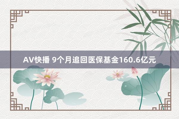 AV快播 9个月追回医保基金160.6亿元