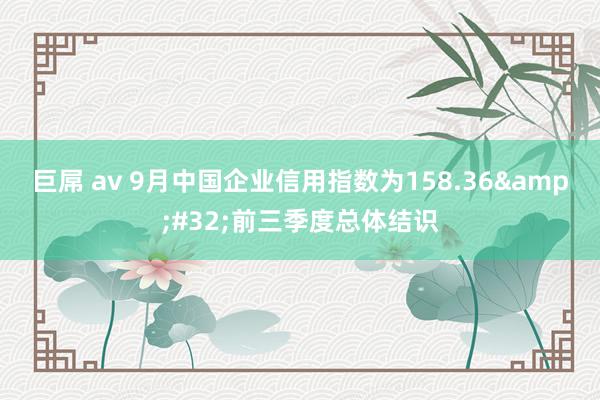 巨屌 av 9月中国企业信用指数为158.36&#32;前三季度总体结识