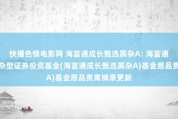 快播色情电影网 海富通成长甄选羼杂A: 海富通成长甄选羼杂型证券投资基金(海富通成长甄选羼杂A)基金居品贵寓摘录更新