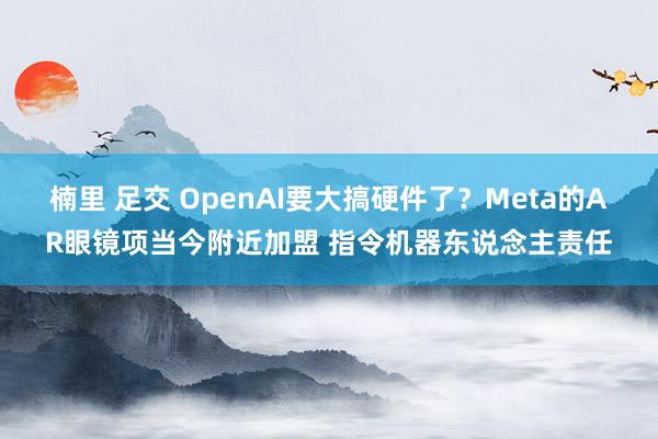 楠里 足交 OpenAI要大搞硬件了？Meta的AR眼镜项当今附近加盟 指令机器东说念主责任