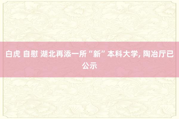 白虎 自慰 湖北再添一所“新”本科大学， 陶冶厅已公示