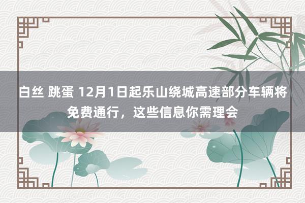 白丝 跳蛋 12月1日起乐山绕城高速部分车辆将免费通行，这些信息你需理会