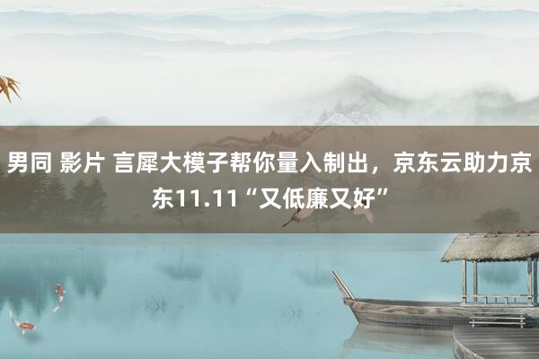 男同 影片 言犀大模子帮你量入制出，京东云助力京东11.11“又低廉又好”