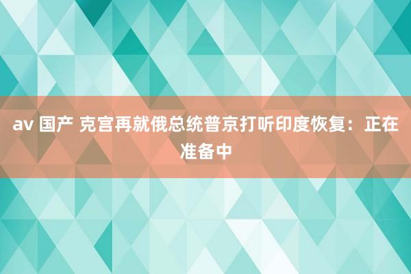 av 国产 克宫再就俄总统普京打听印度恢复：正在准备中