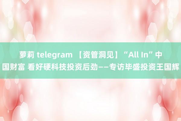 萝莉 telegram 【资管洞见】“All In”中国财富 看好硬科技投资后劲——专访毕盛投资王国辉