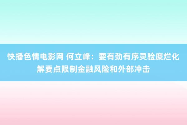 快播色情电影网 何立峰：要有劲有序灵验糜烂化解要点限制金融风险和外部冲击