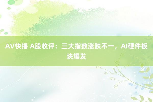 AV快播 A股收评：三大指数涨跌不一，AI硬件板块爆发