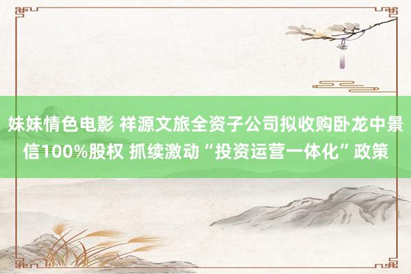 妹妹情色电影 祥源文旅全资子公司拟收购卧龙中景信100%股权 抓续激动“投资运营一体化”政策