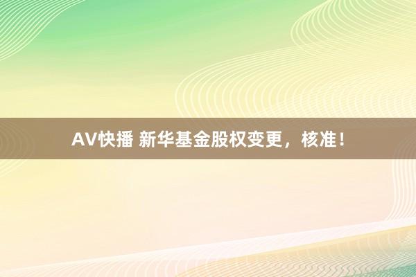 AV快播 新华基金股权变更，核准！