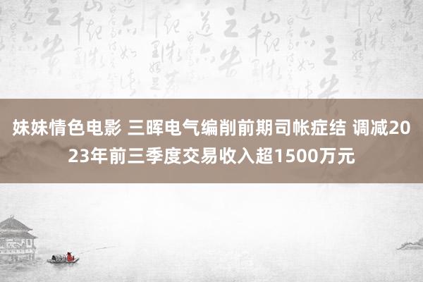 妹妹情色电影 三晖电气编削前期司帐症结 调减2023年前三季度交易收入超1500万元