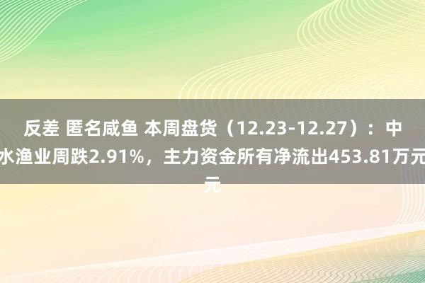 反差 匿名咸鱼 本周盘货（12.23-12.27）：中水渔业周跌2.91%，主力资金所有净流出453.81万元