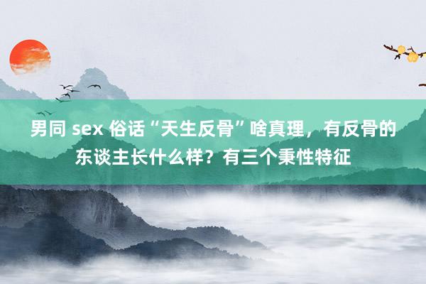 男同 sex 俗话“天生反骨”啥真理，有反骨的东谈主长什么样？有三个秉性特征