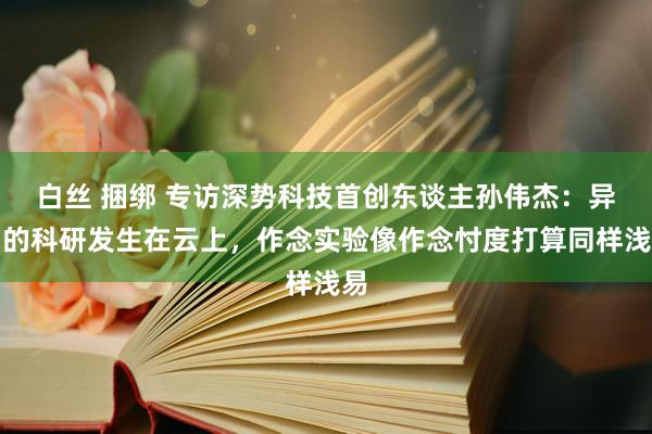 白丝 捆绑 专访深势科技首创东谈主孙伟杰：异日的科研发生在云上，作念实验像作念忖度打算同样浅易