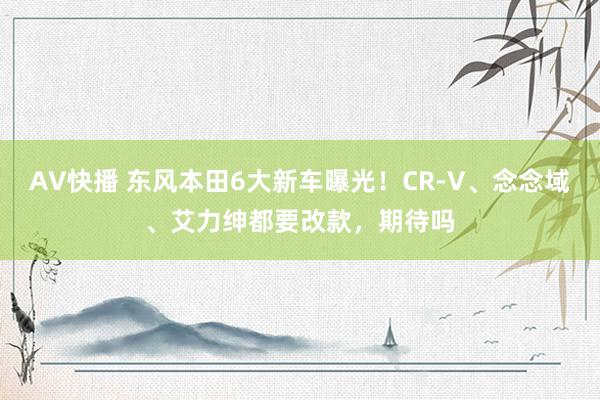 AV快播 东风本田6大新车曝光！CR-V、念念域、艾力绅都要改款，期待吗