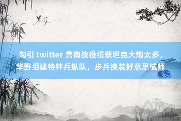 勾引 twitter 鲁南战役缉获坦克大炮太多，华野组建特种兵纵队，步兵换装好意思械师