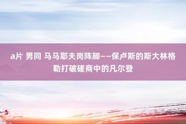 a片 男同 马马耶夫岗阵脚——保卢斯的斯大林格勒打破磋商中的凡尔登